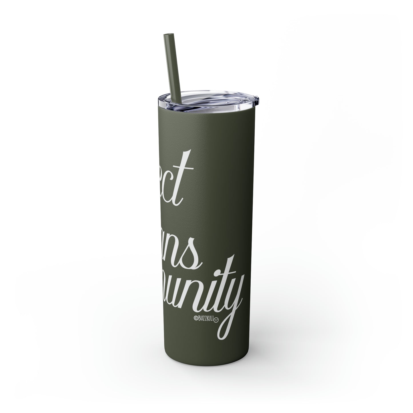 Protect The Trans Community - Skinny Tumbler with Straw, 20oz