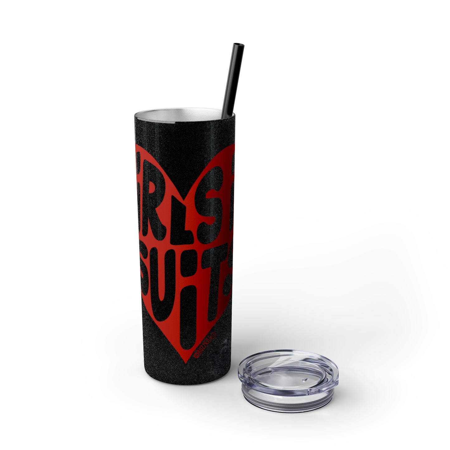 Girls In Suits Heart - Skinny Tumbler with Straw, 20oz