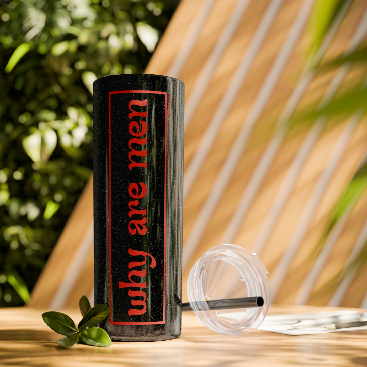 Why Are Men - Skinny Tumbler with Straw, 20oz
