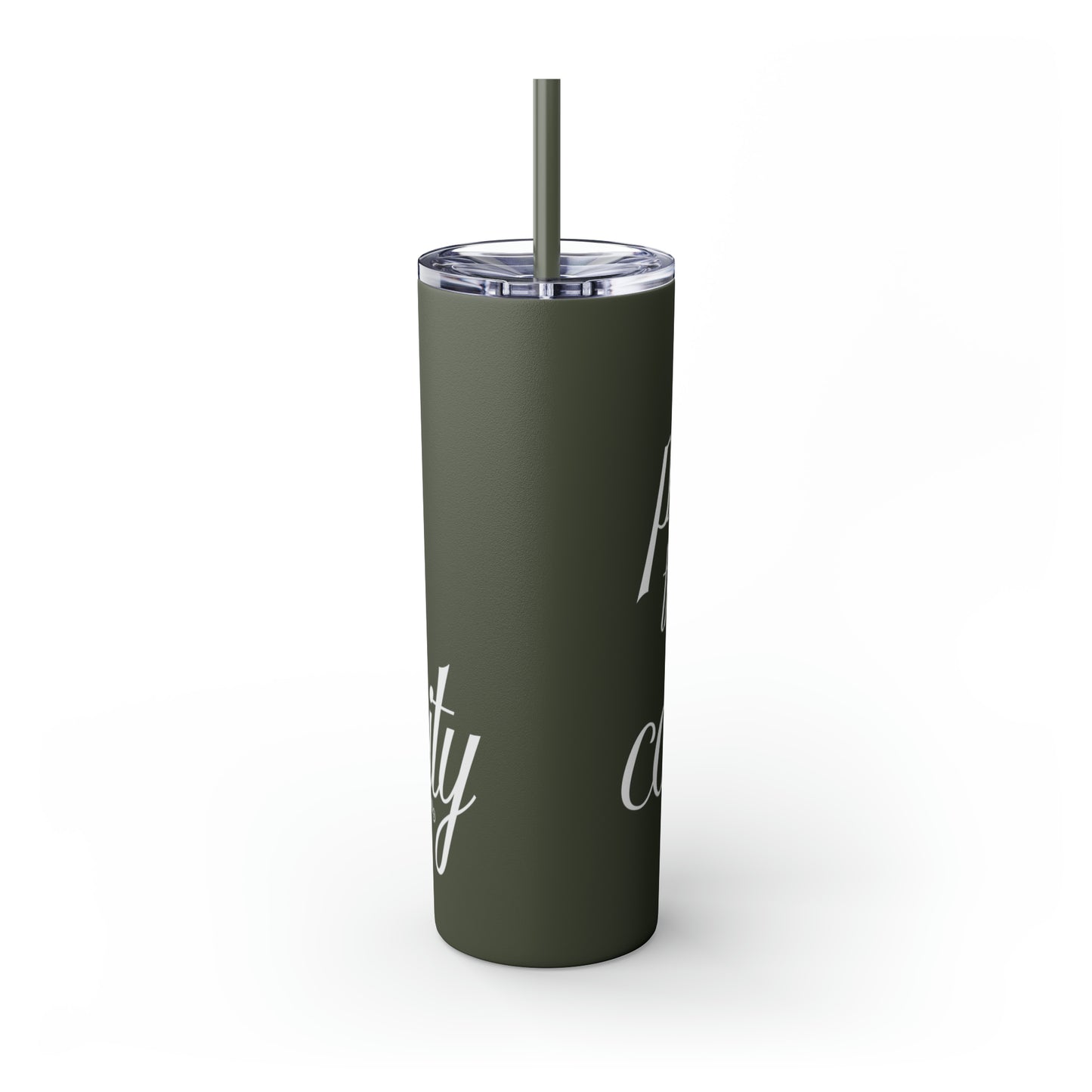 Protect The Trans Community - Skinny Tumbler with Straw, 20oz