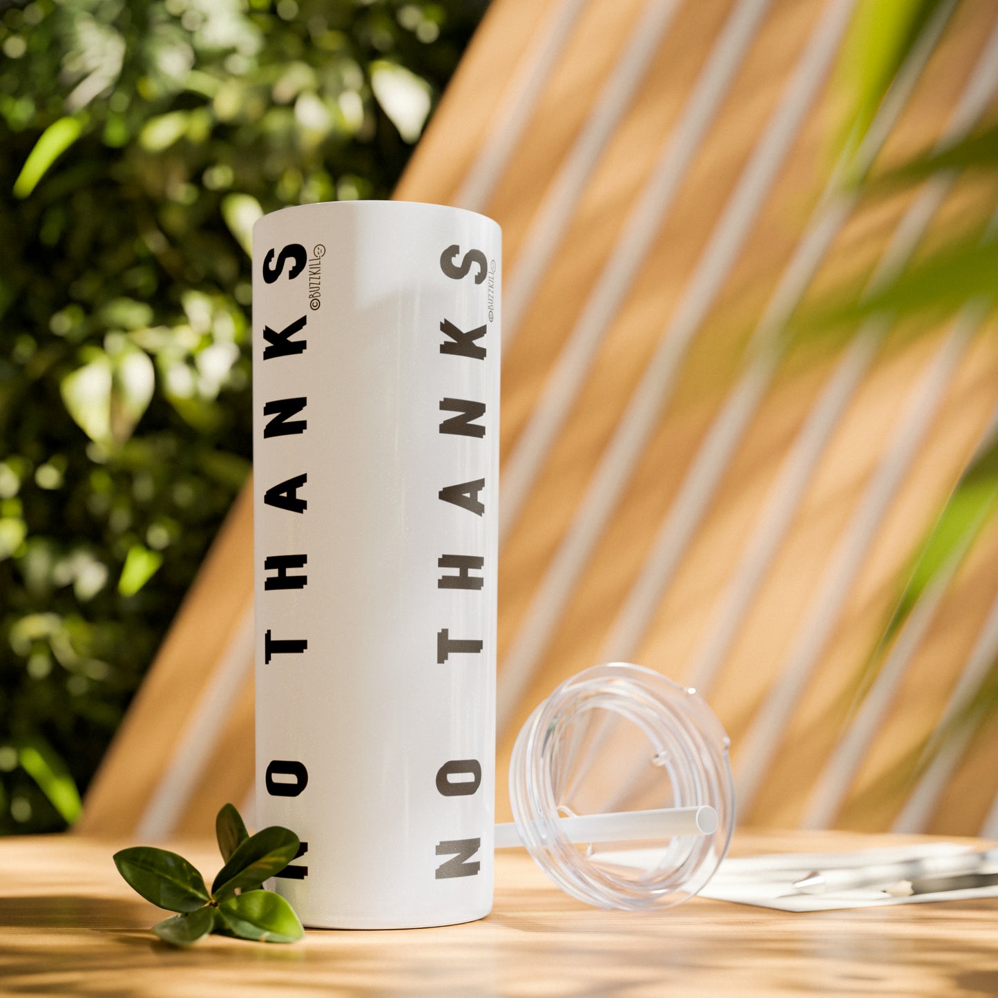 No Thanks - Skinny Tumbler with Straw, 20oz