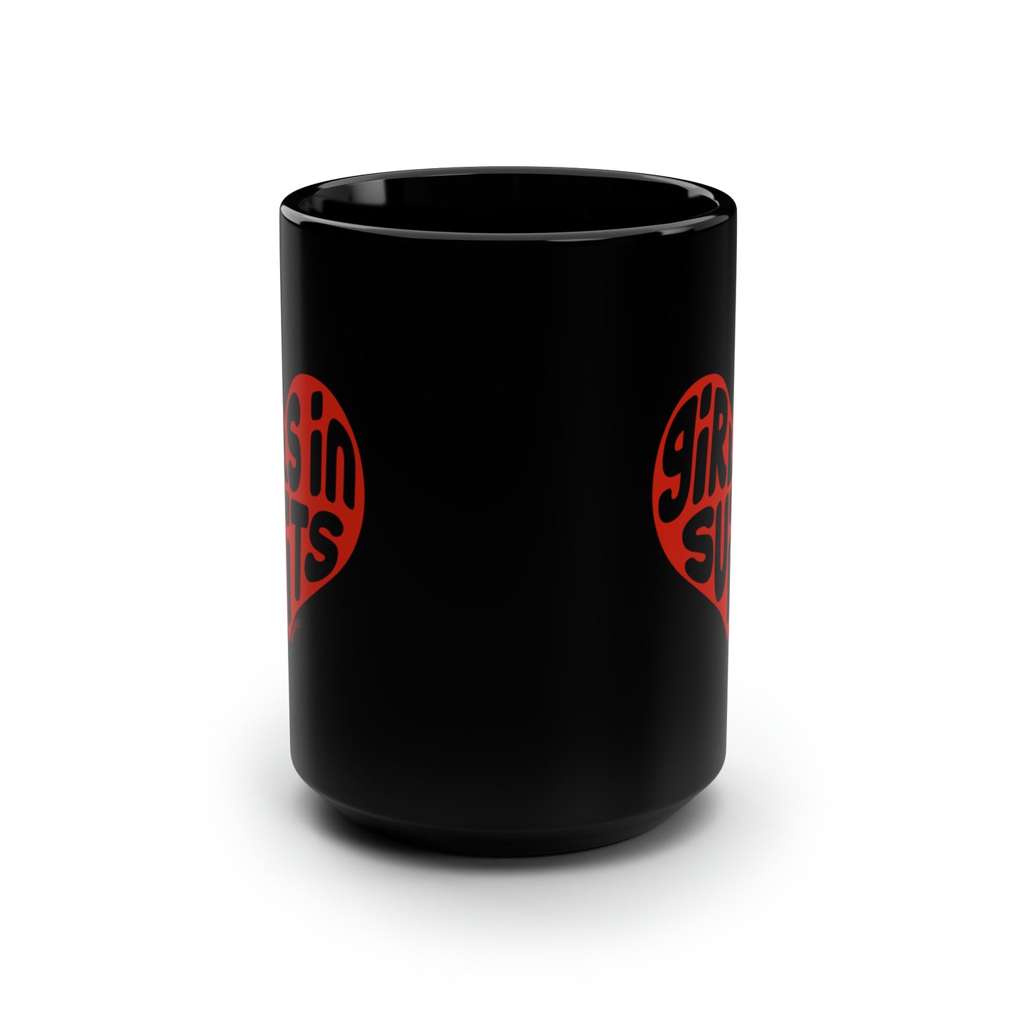 Girls In Suits Heart - Black Mug, 15oz