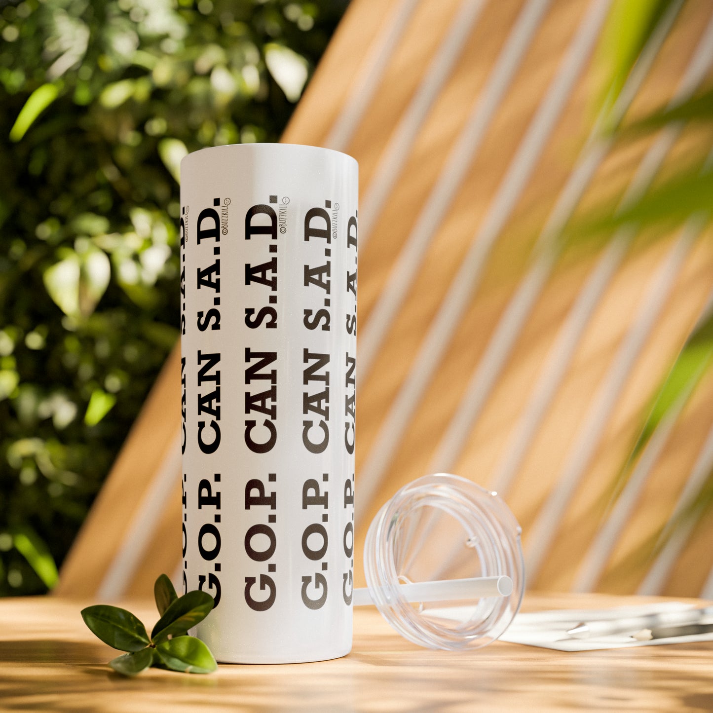 G.O.P. Can S.A.D. - Skinny Tumbler with Straw, 20oz