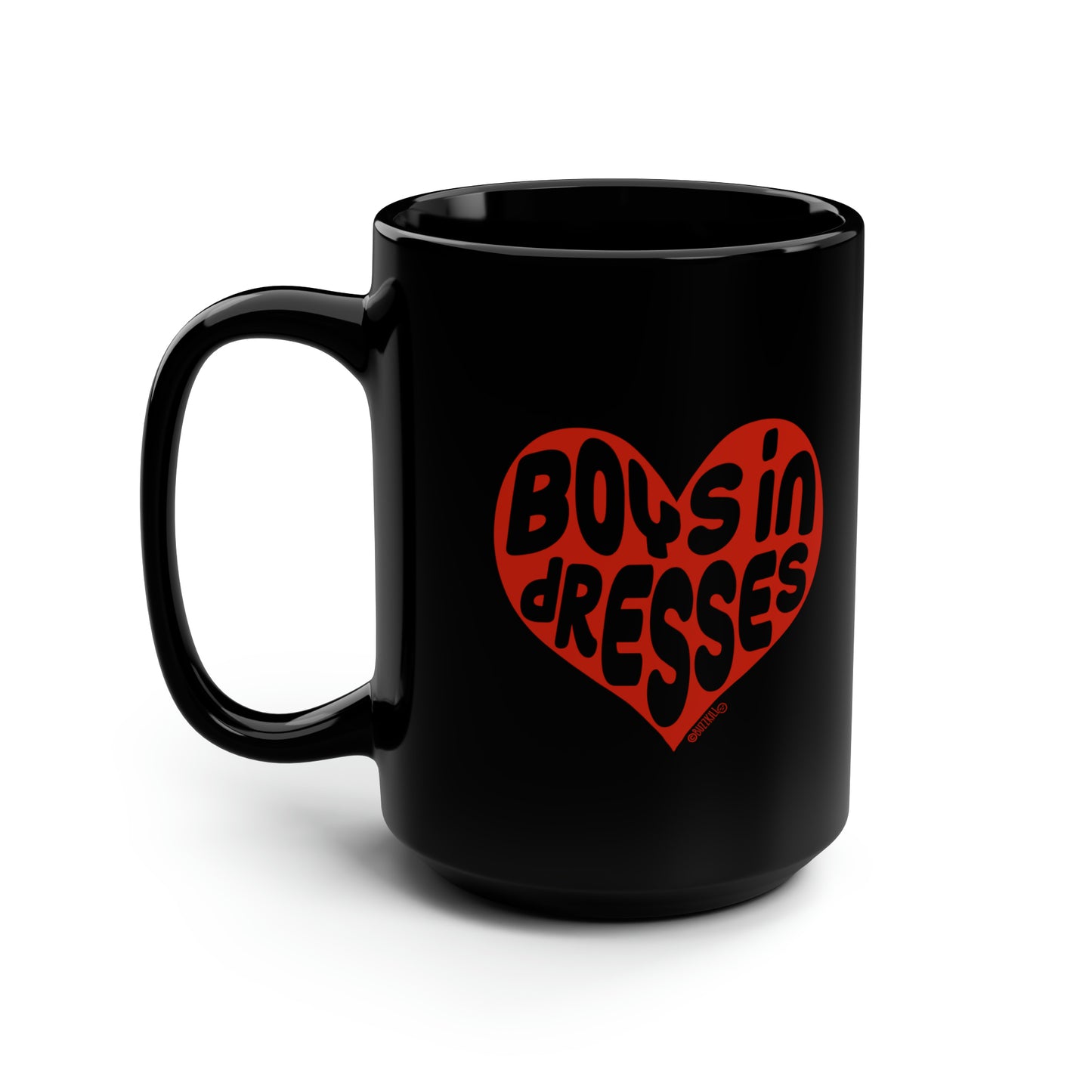 Boys In Dresses Heart - Black Mug, 15oz