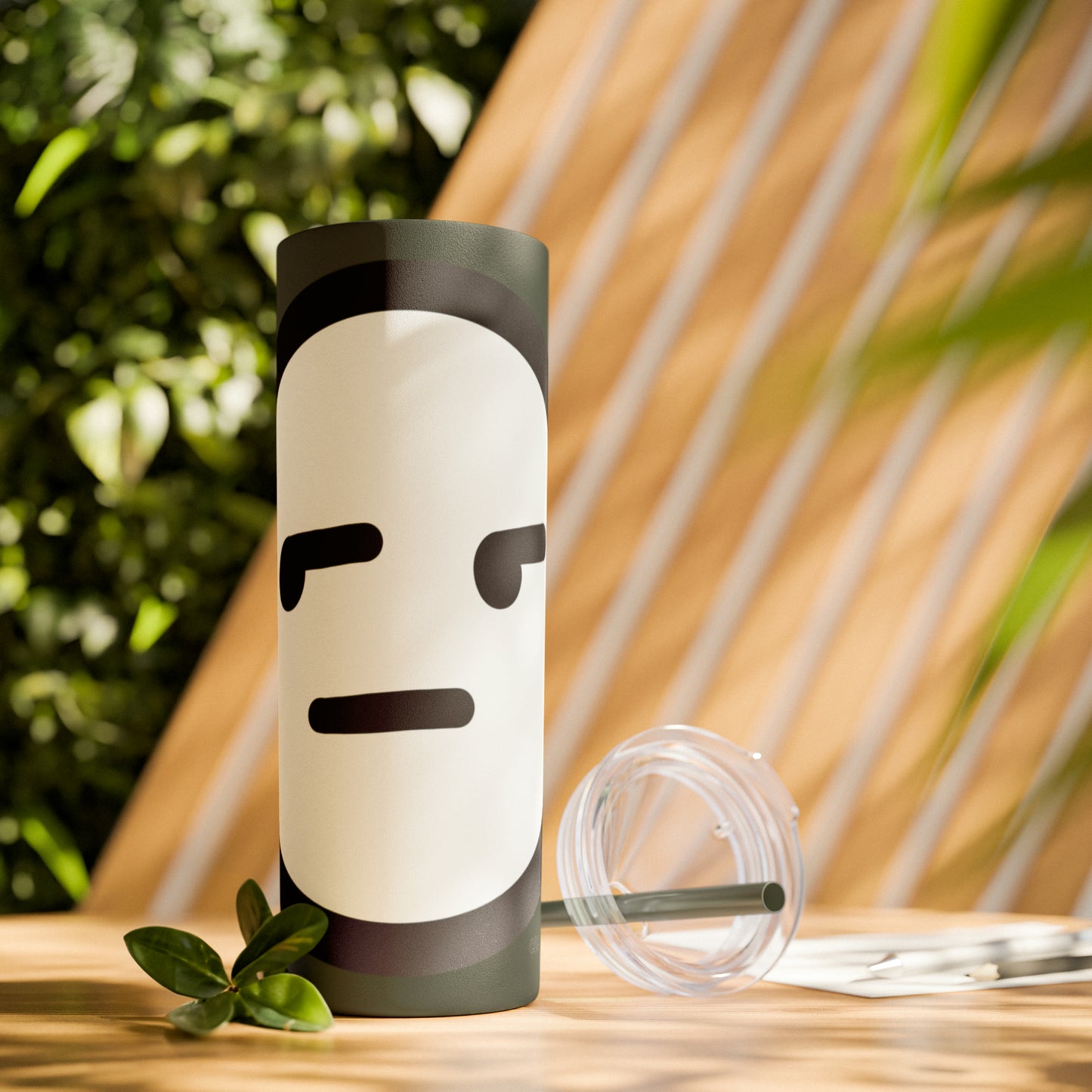 Buzzkill Face - Skinny Tumbler with Straw, 20oz