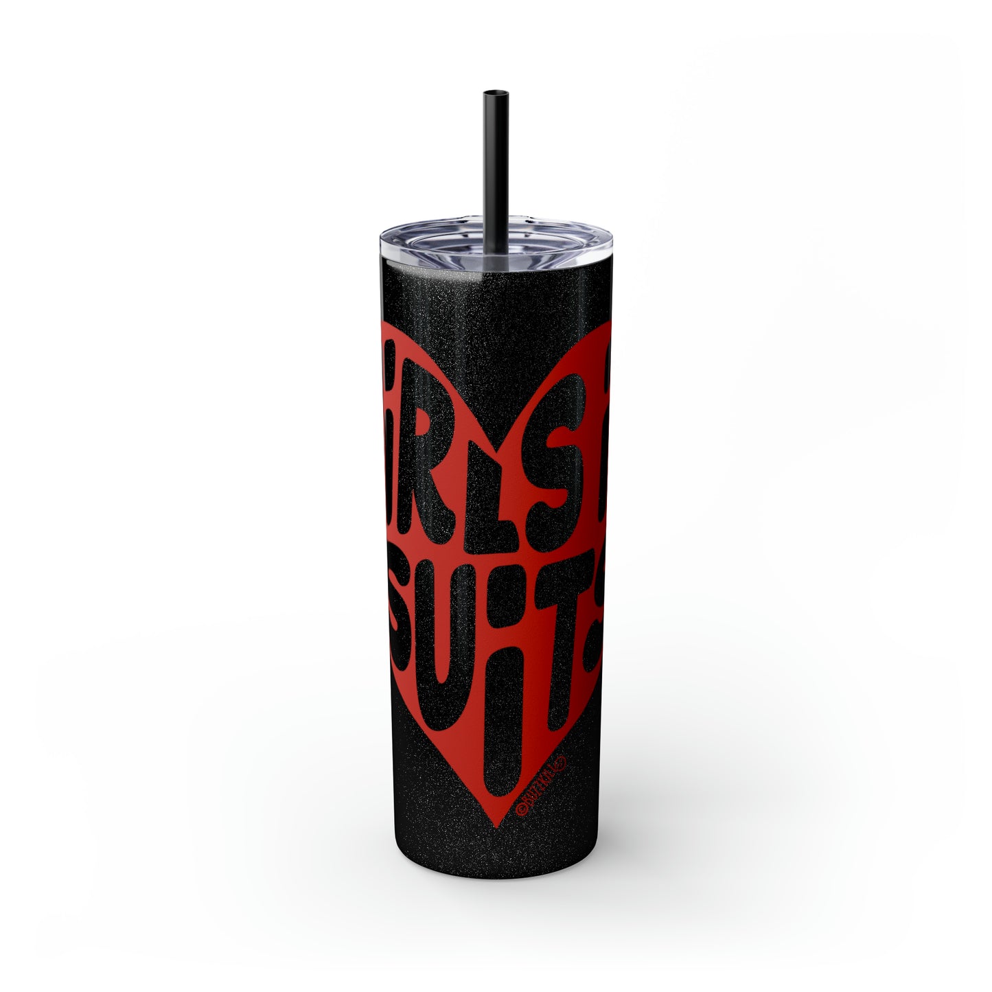 Girls In Suits Heart - Skinny Tumbler with Straw, 20oz